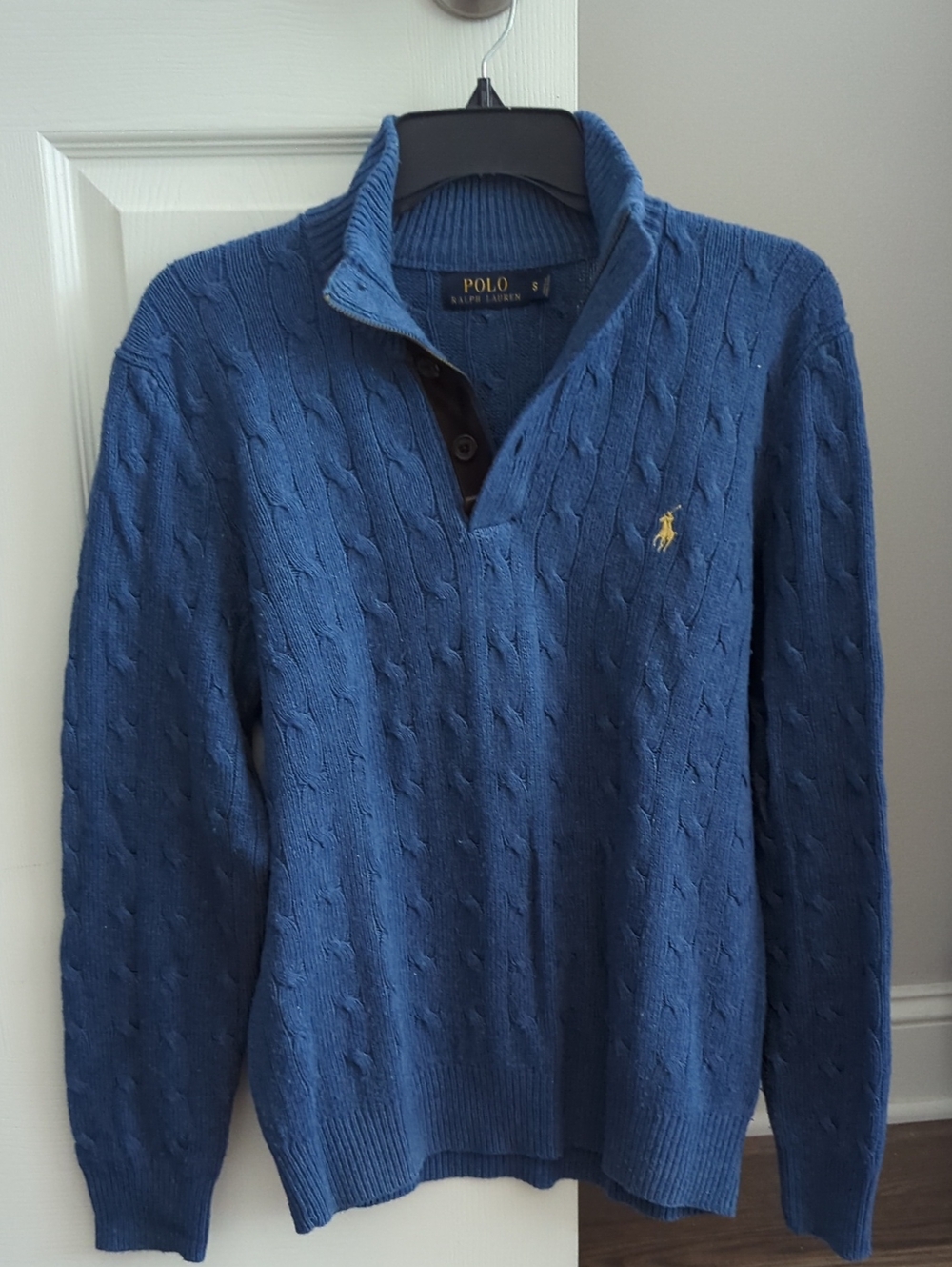 Polo Ralph Lauren Cable-Knit Cotton Quarter-Zip Sweater Blue Men's, Small